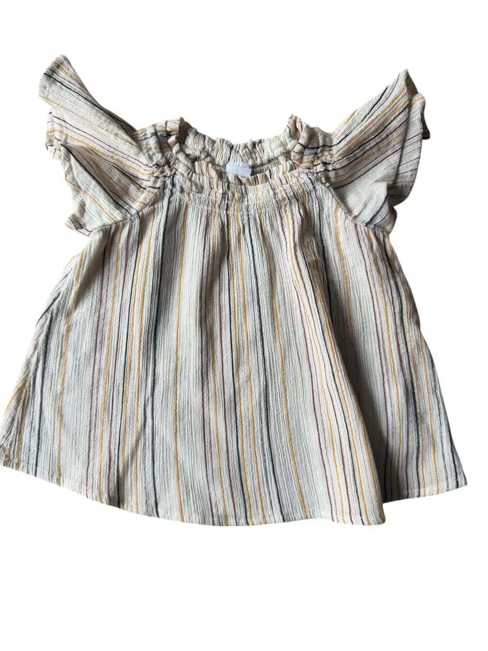 Baby Gap Metallic Stripe Gauze Flutter Sleeve Top Toddler 3T